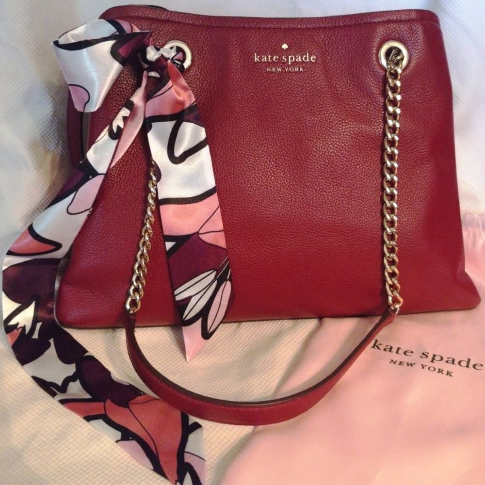 Kate Spade Double Bundle Jordyn Chain Tote w/Wallet in Blackberry Preserve - Picture 2 of 15